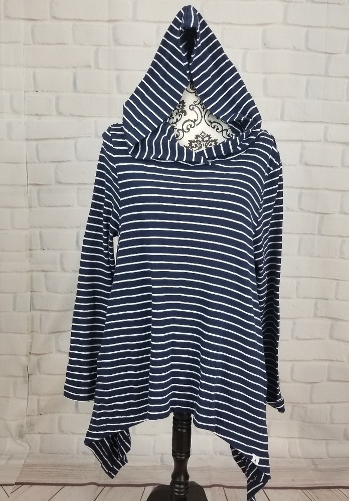 The Black Dog striped print hoodie pockets sz s